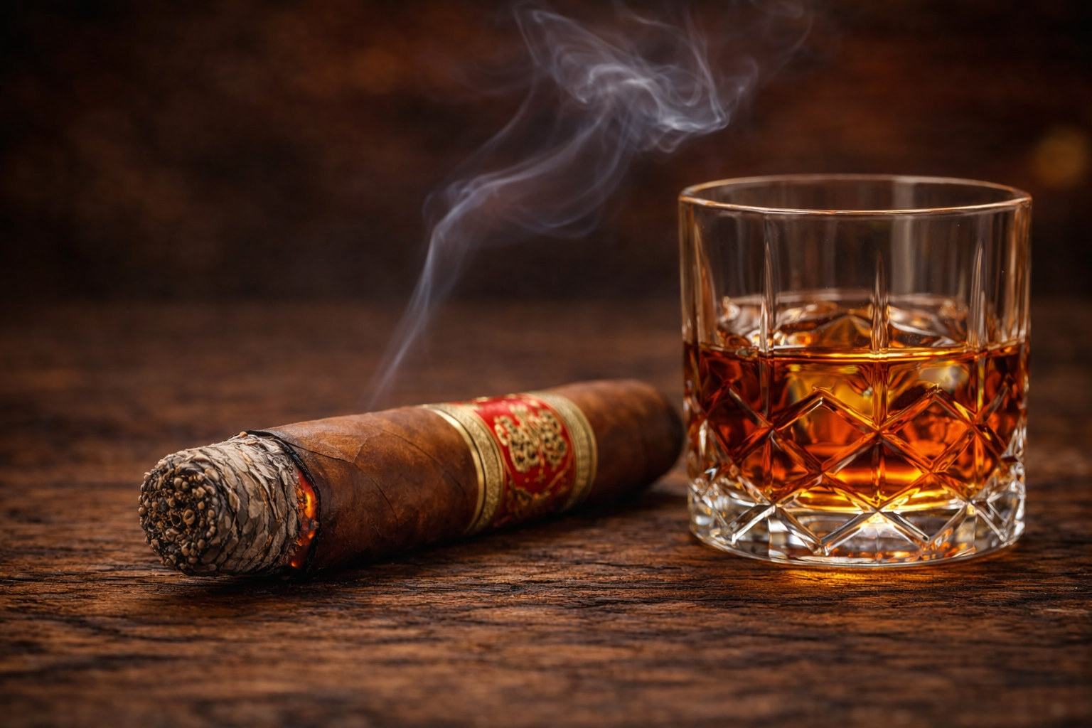 Cigare et verre de rhum
